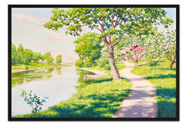 Gerahmter Kunstdruck Sommergrün am Fluss