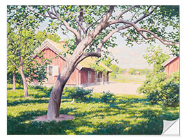 Wandsticker Sommergarten mit Henne