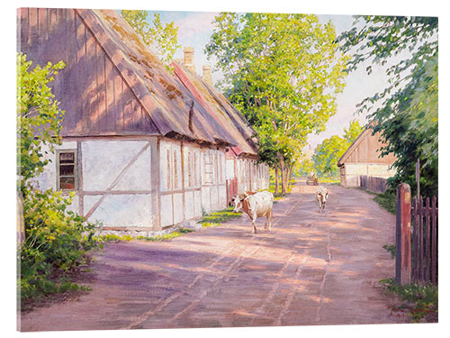 Akryylilasitaulu Cows on the village street