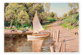 Stampa  Paesaggio con oche nella barca a vela - Johan Krouthén