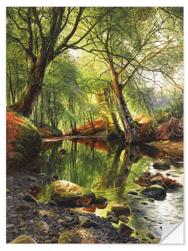 Selvklebende plakat A woodland stream