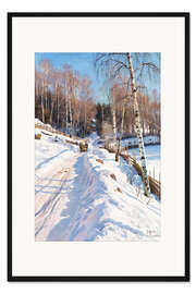 Gerahmter Kunstdruck Schlittenfahrt an einem sonnigen Wintertag