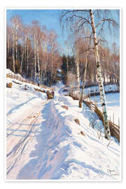Wall print  Sleigh ride on a sunny winter day - Peder Mørk Mønsted