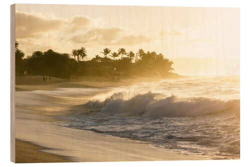 Holzbild Goldenes Licht am Strand auf Hawaii