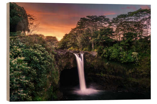 Holzbild Rainbow Falls in Hilo, Big Island, Hawaii