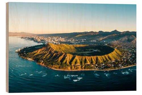 Holzbild Diamond-Head-Krater auf Honolulu, Hawaii