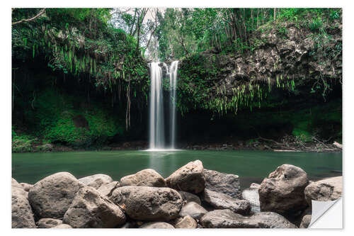 Selvklebende plakat Waterfall in Hawaii