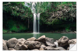 Selvklebende plakat Waterfall in Hawaii