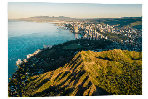 Quadro em PVC Skyline Honolulu com cratera Diamond Head