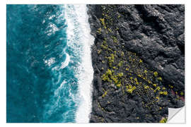 Naklejka na ścianę Lava field meets ocean