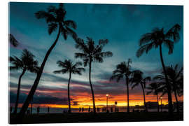 Acrylic print Palm trees in the sunset, Hawaii