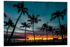 Print på skumplade Palm trees in the sunset, Hawaii