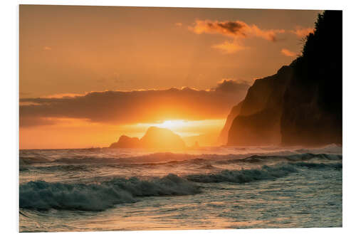 Foam board print Sunrise on the coast of Hawaii