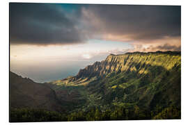 Print på aluminium Sunset over the Na Pali Coast, Hawaii