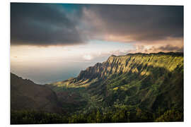 Foam board print Sunset over the Na Pali Coast, Hawaii