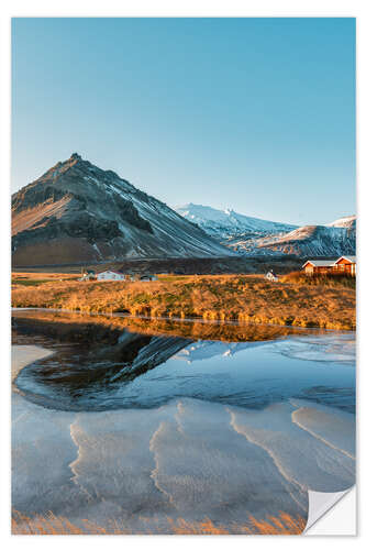 Selvklebende plakat Winter landscape in Iceland