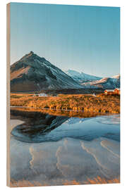 Holzbild Winterlandschaft in Island