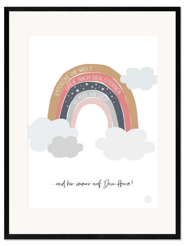 Framed art print Discover the world (German, coral pink)