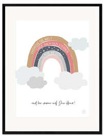 Ingelijste kunstdruk Discover the world (German, coral pink)