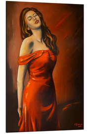 Print på aluminium Lady in red dress