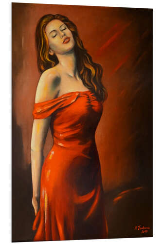 Tableau en PVC Dame en robe rouge