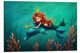 Magnettafel Kleine Meerjungfrau mit Delfin