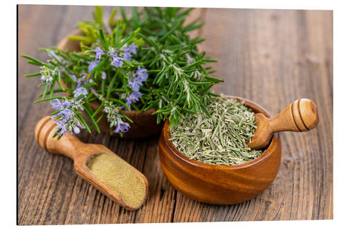 Aluminium print Blossoming rosemary