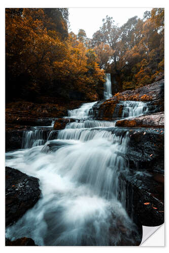 Selvklebende plakat Waterfall in the fall