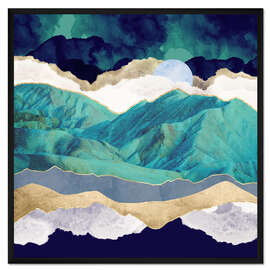 Gerahmter Kunstdruck Kobaltblaue Berge