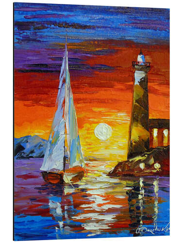 Tableau en aluminium Voilier et phare