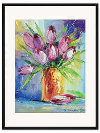 Gerahmter Kunstdruck Strauß Tulpen