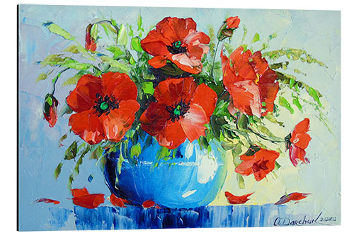 Tableau en aluminium Bouquet de coquelicots