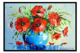 Gerahmter Kunstdruck Mohnblumenstrauß
