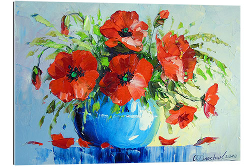 Tableau en plexi-alu Bouquet de coquelicots