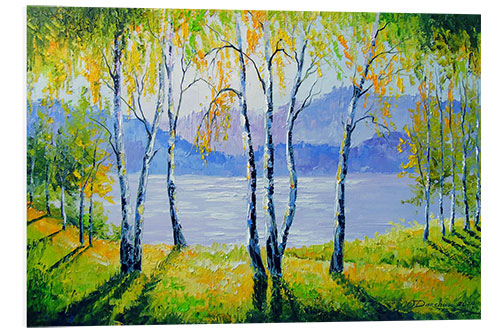 Foam board print Birches by the river