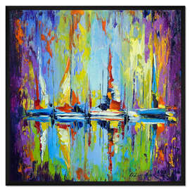 Gerahmter Kunstdruck Boote am Pier