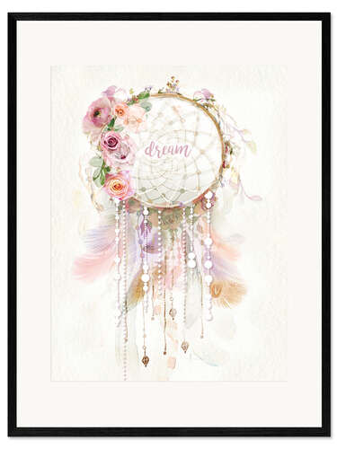 Kehystetty taidepainatus Rosé dream catcher