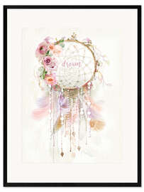 Kehystetty taidepainatus Rosé dream catcher