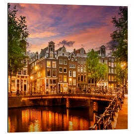 Aluminium print Evening idyll on the Singel, Amsterdam