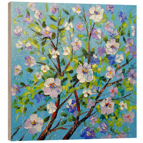 Wood print Apple blossom