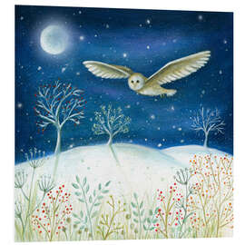 Foam board print Snowy owl in the moonlight