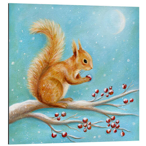 Aluminium print Squirrel with winter fruits