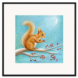 Innrammet kunsttrykk Squirrel with winter fruits