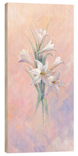 Wood print White lilies