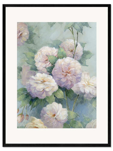 Framed art print White peonies