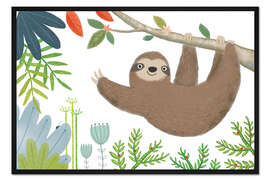 Gerahmter Kunstdruck Winkendes Faultier