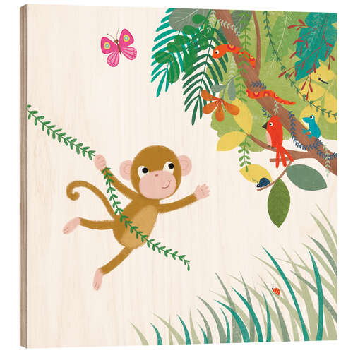 Wood print Monkey swing