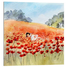 Tableau en plexi-alu Cueillette des coquelicots