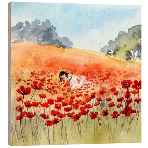 Hout print Pick poppies