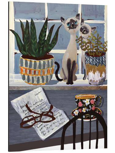 Aluminium print Cats at the window